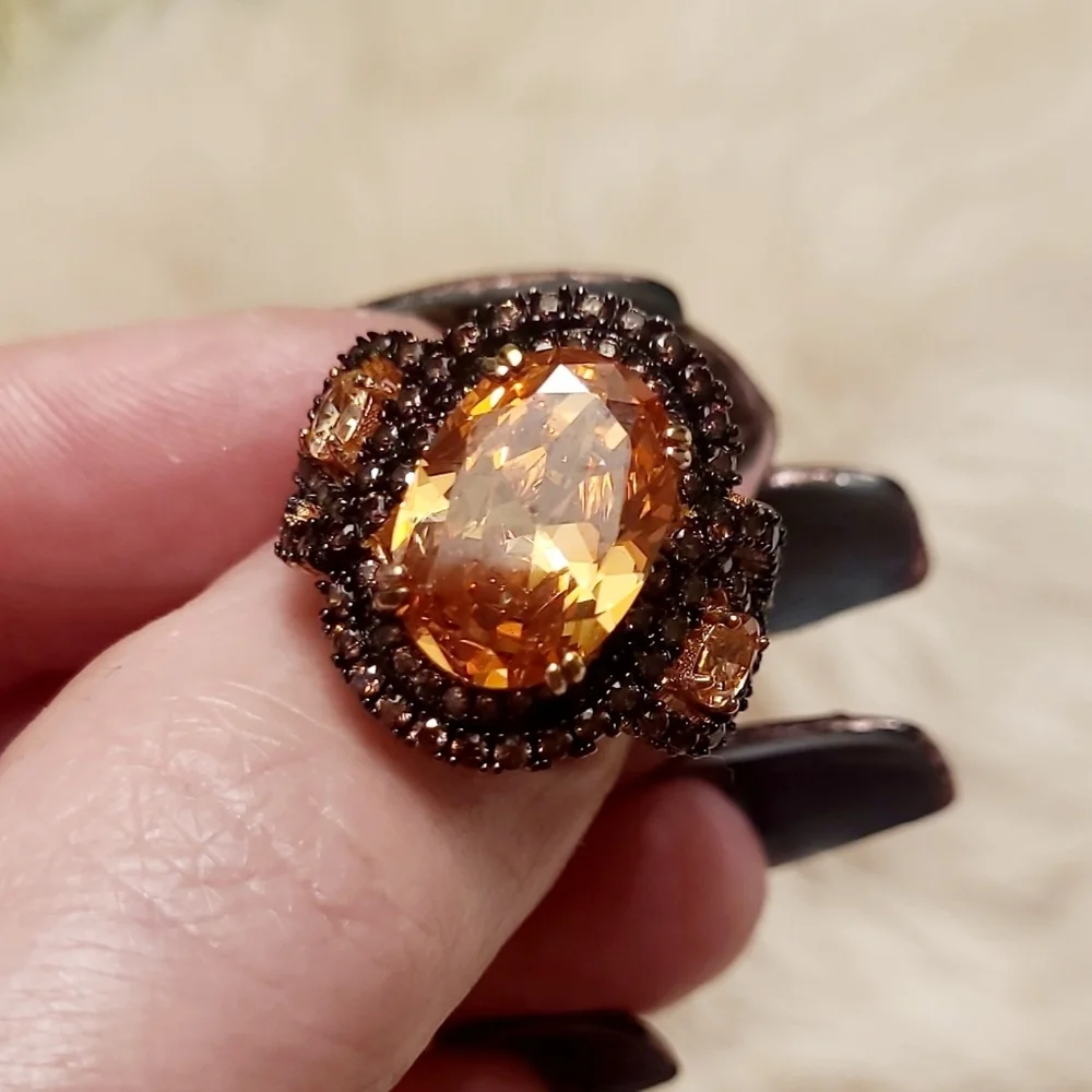 11.53CTW Champagne & Mocha Diamonds Rose Gold Ring Size 8